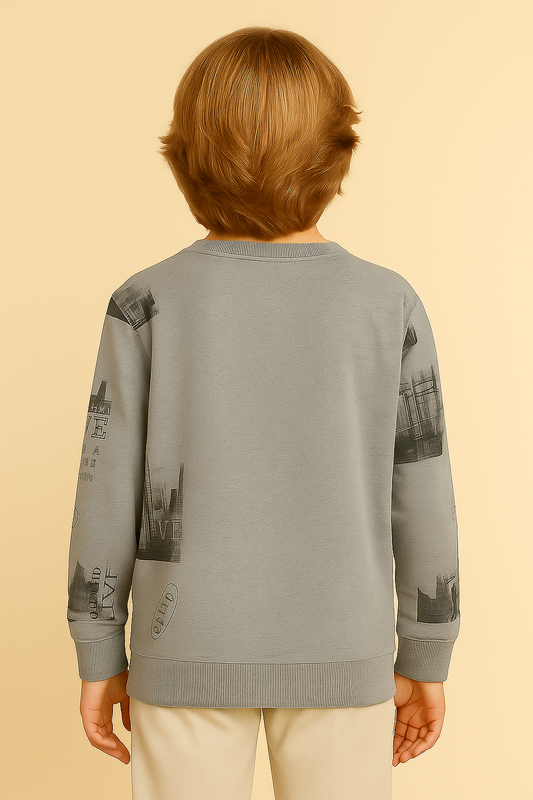 Grey Printed T-Shirt for Boys – Cool and Clean Look