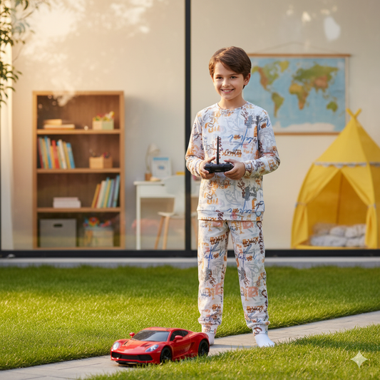 Kids Cartoon Print Cord Set – Fun Characters for Boys