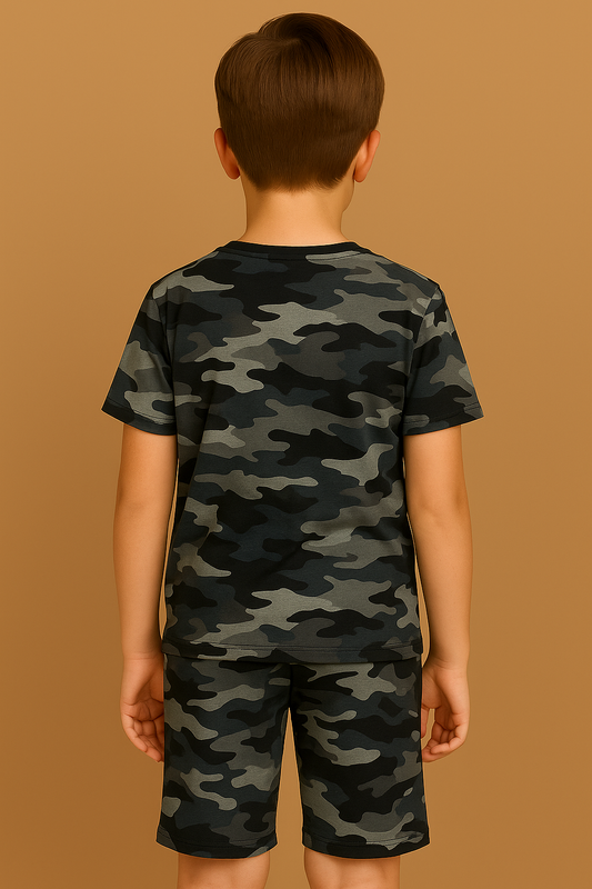 "ARMY PRINT"-Graphic Tee and Shorts Set – LOOPER KNIT STRETCH Trend Edition