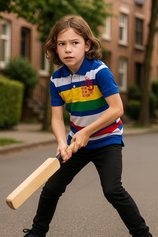Kids Bold Stripe Collar T-Shirt – Soft Cotton with Lycra Stretch