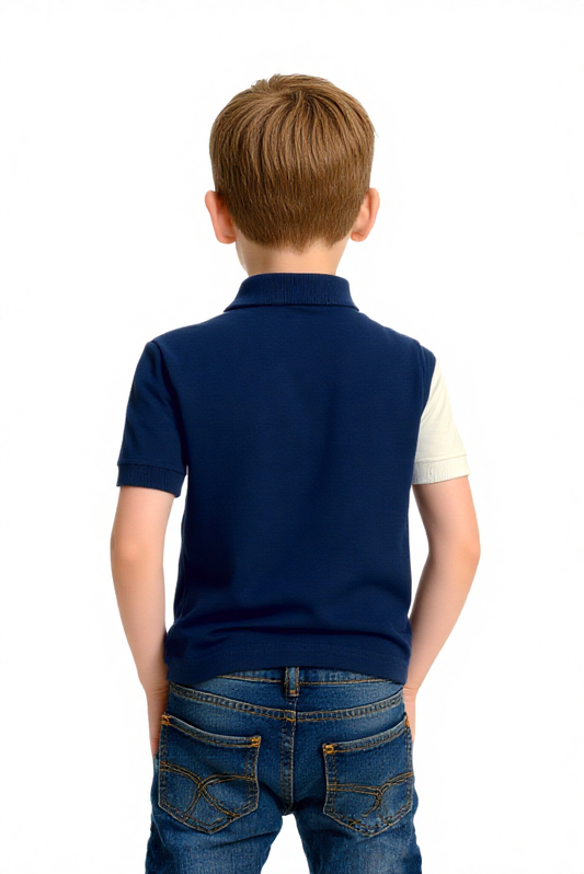 Contrast Collar Pique Tee – Smart Casual for Kids