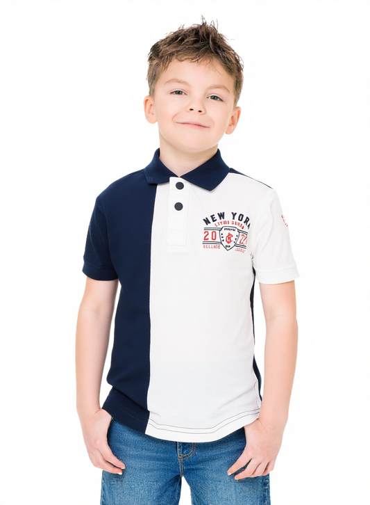 Contrast Collar Pique Tee – Smart Casual for Kids