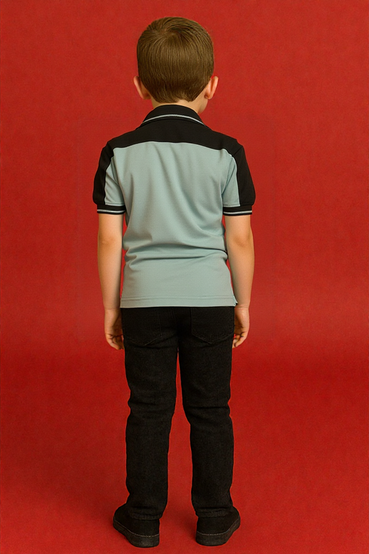 Bold Stripe Pique T-Shirt – Stylish Collar Tee for Young Trendsetters