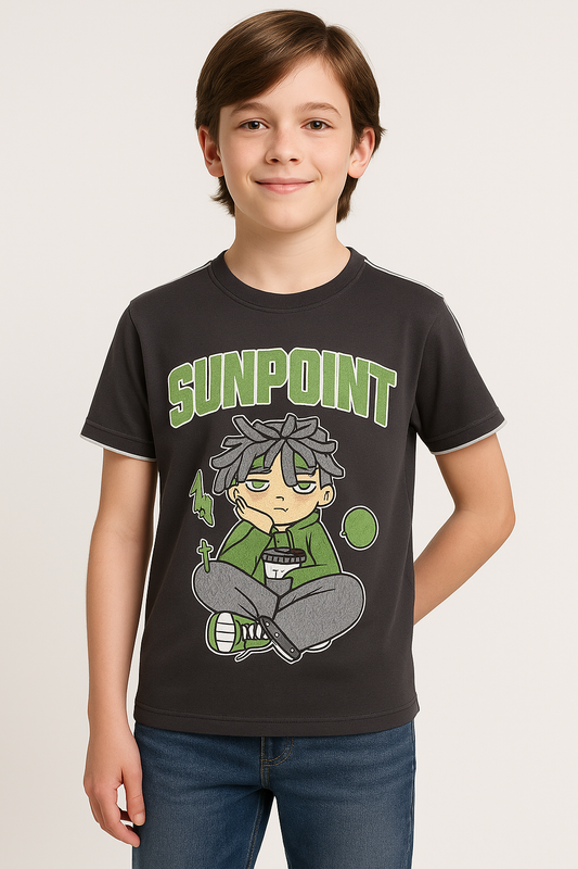 "Sunpoint" Graphics Cotton Spandex Tee for Kids – All Day Comfort