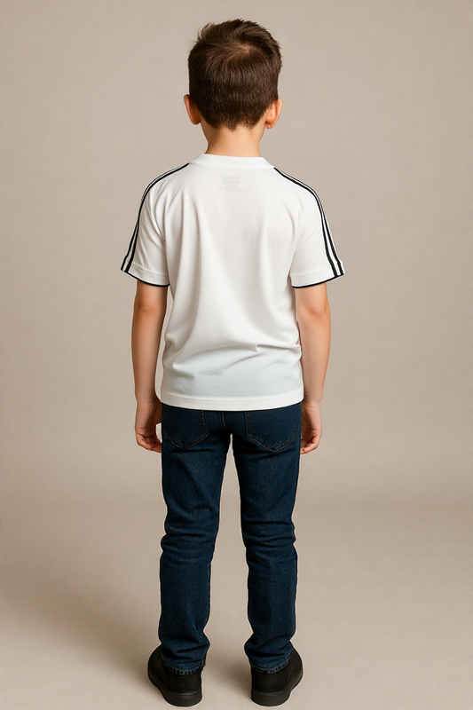 "Sunpoint" White Kids Cotton Graphic Tee