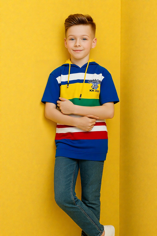 Looper Knit Stretch Hood T-Shirt for Kids – Activewear Comfort