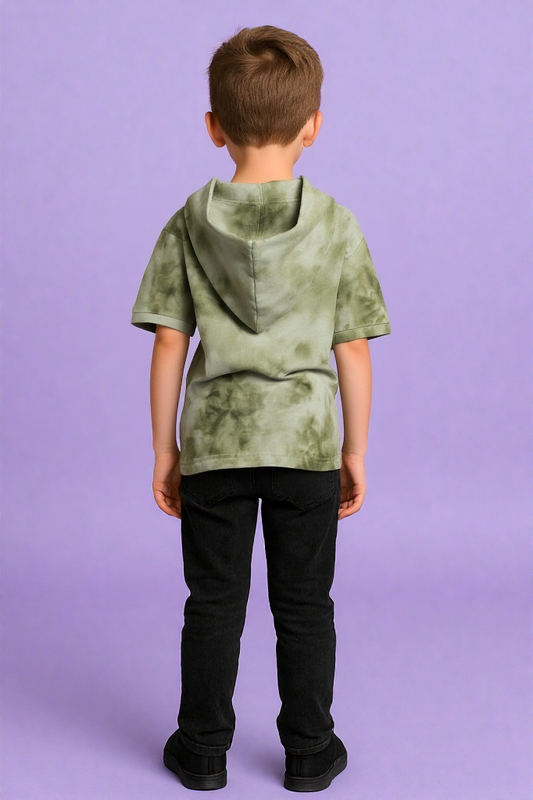 Stretch Fit Cotton Spandex Kids Hood Tee – Breathable & Flexible