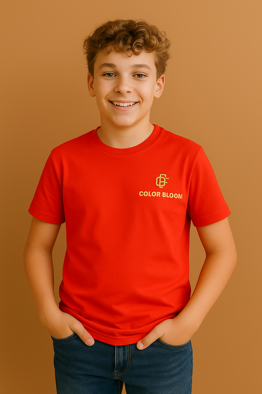 Red Kids T Shirt- Round Neck & Comfy Fit