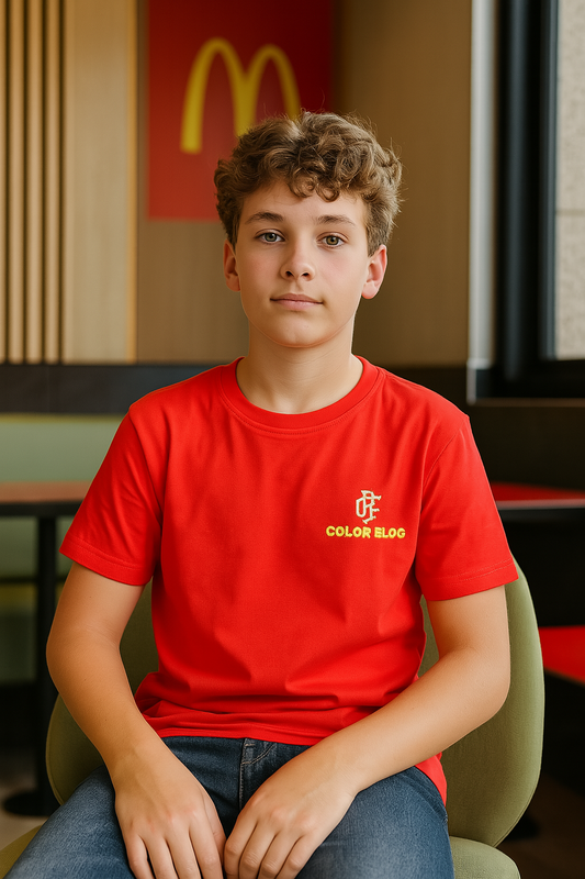 Red Kids T Shirt- Round Neck & Comfy Fit