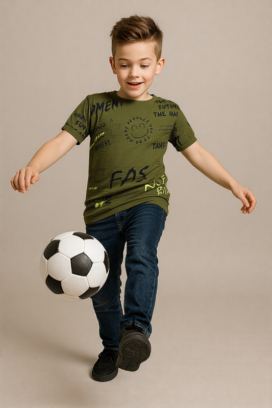 Stretchable Cotton Kids T-Shirt – Half Sleeve Casual Wear