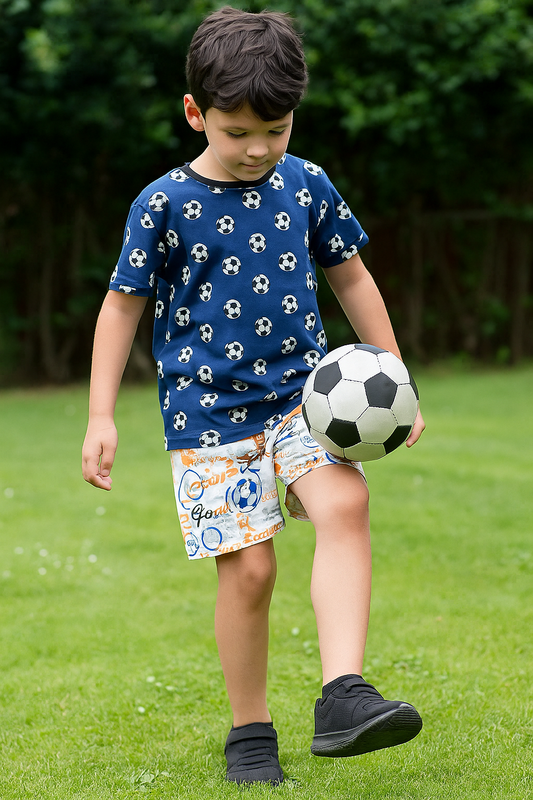 Football Print Navy Color T-shirt-Daly Wear-Super Comfort