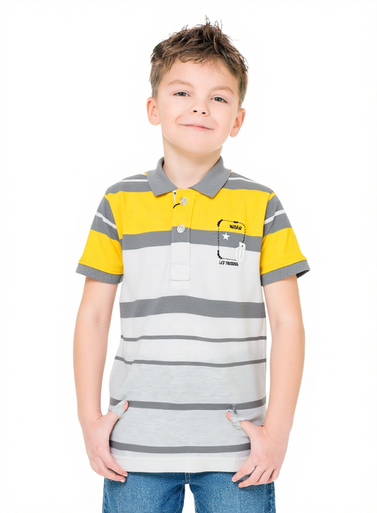 Boys Cotton  Stripe Tee – Durable Cotton Stretch Style