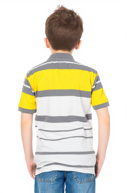 Boys Cotton  Stripe Tee – Durable Cotton Stretch Style