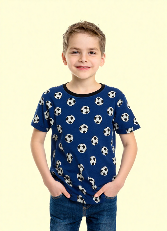 Football Print Navy Color T-shirt-Daly Wear-Super Comfort