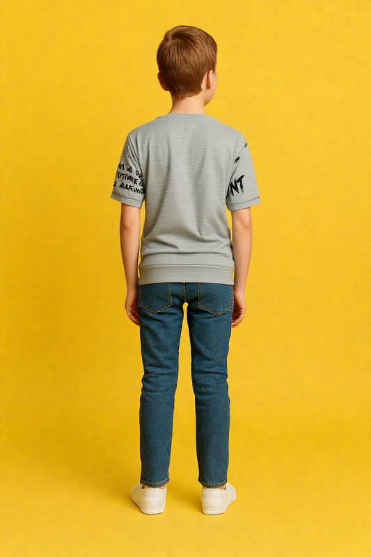 Stretch Fit Self Stripe Stretch Kids Tee – Breathable & Flexible